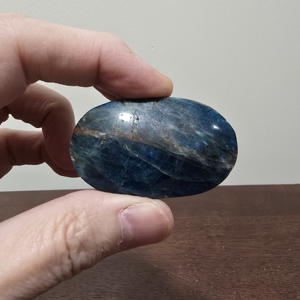 Blue Apatite Crystal Palmstone #C